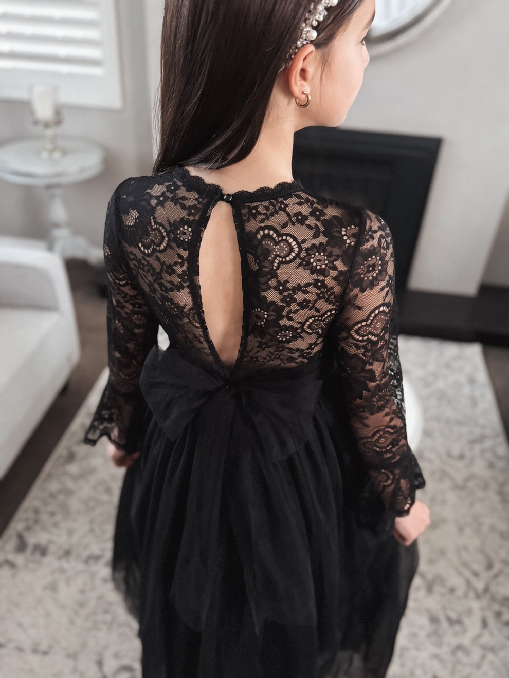 Melody Long Sleeve Girls Black Dress - A Little Lacey · Photo 8 of 19