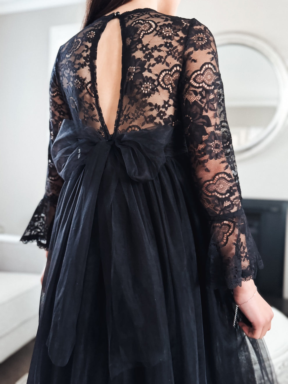 Melody Long Sleeve Girls Black Dress - A Little Lacey · Photo 6 of 19
