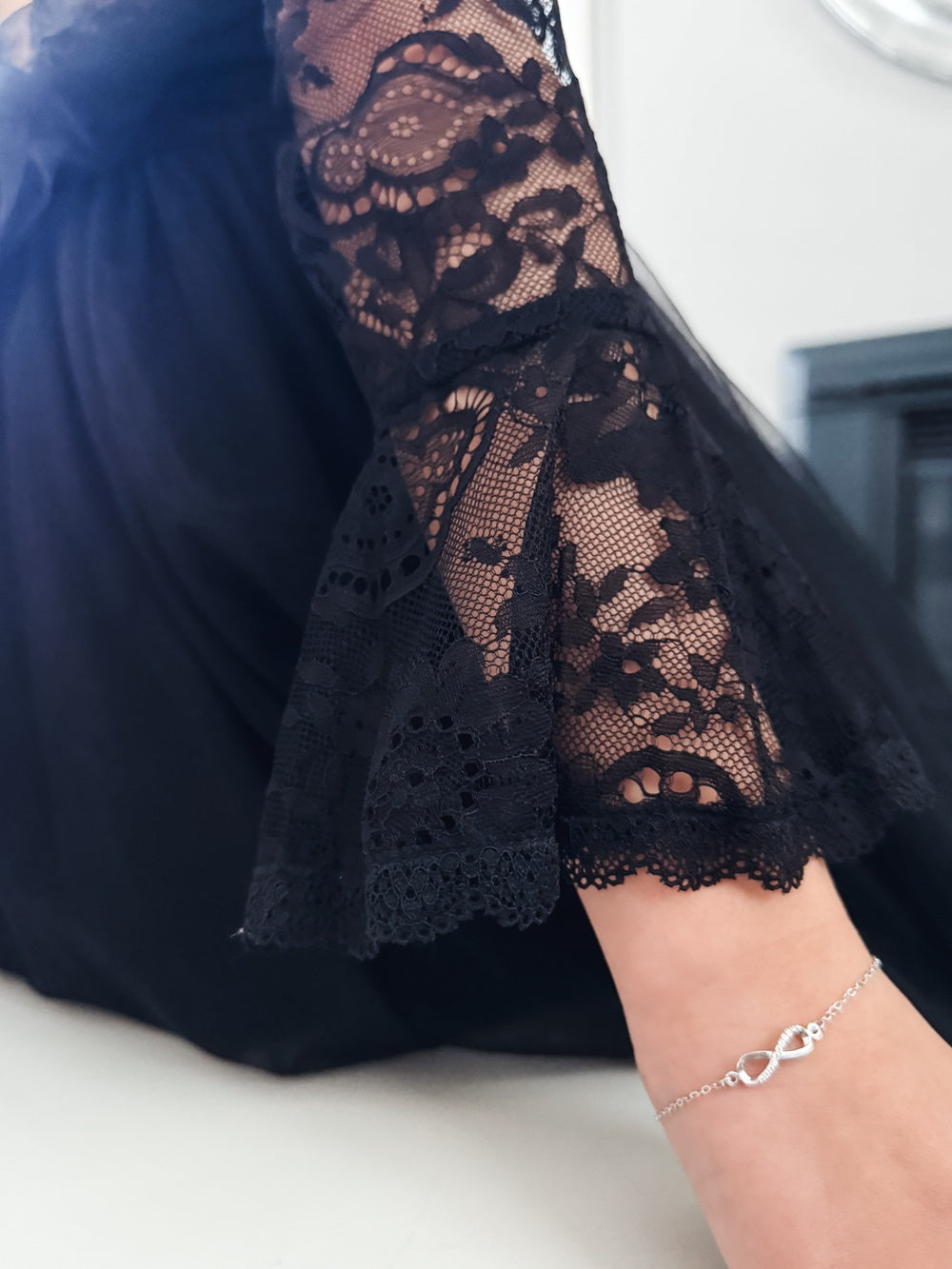 Melody Long Sleeve Girls Black Dress