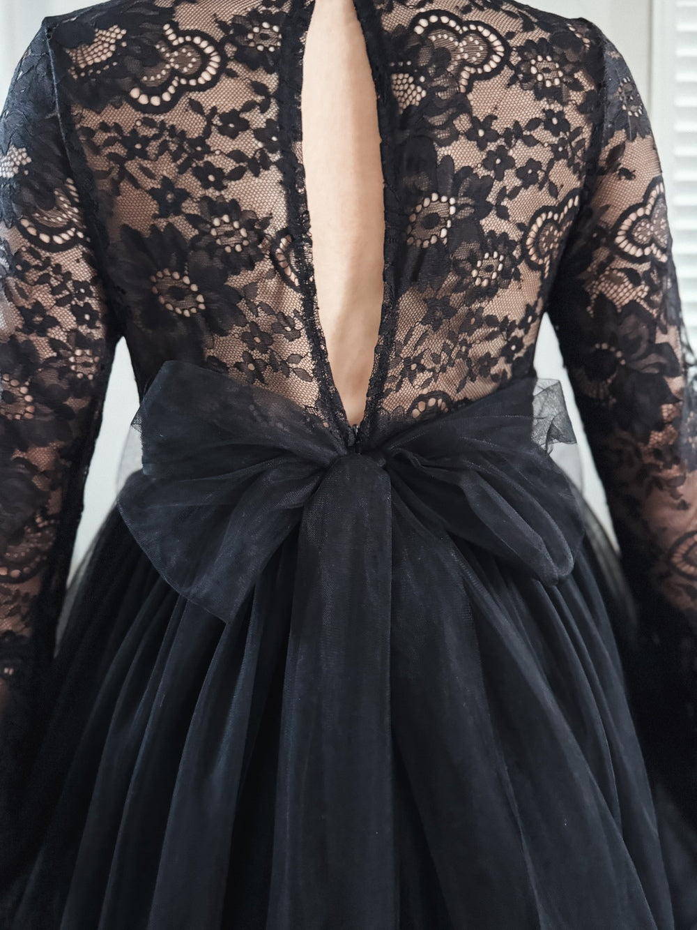 Melody Long Sleeve Girls Black Dress
