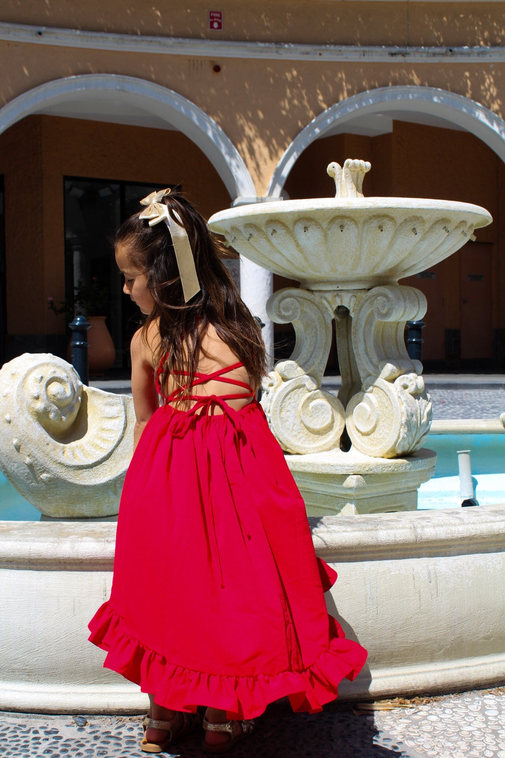 Mia Red Christmas Dress - Christmas Dresses and RompersRed girls Christmas dress with open adjustable back straps