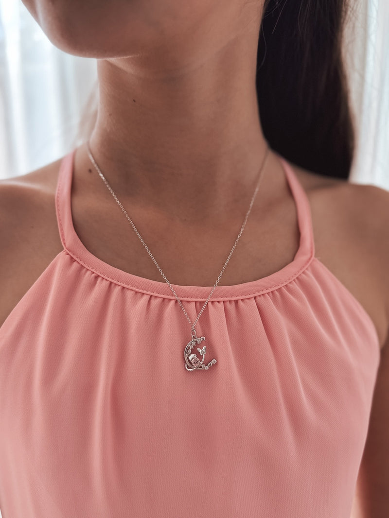 Moonbeam Sparkle Girls Silver Necklace - A Little Lacey