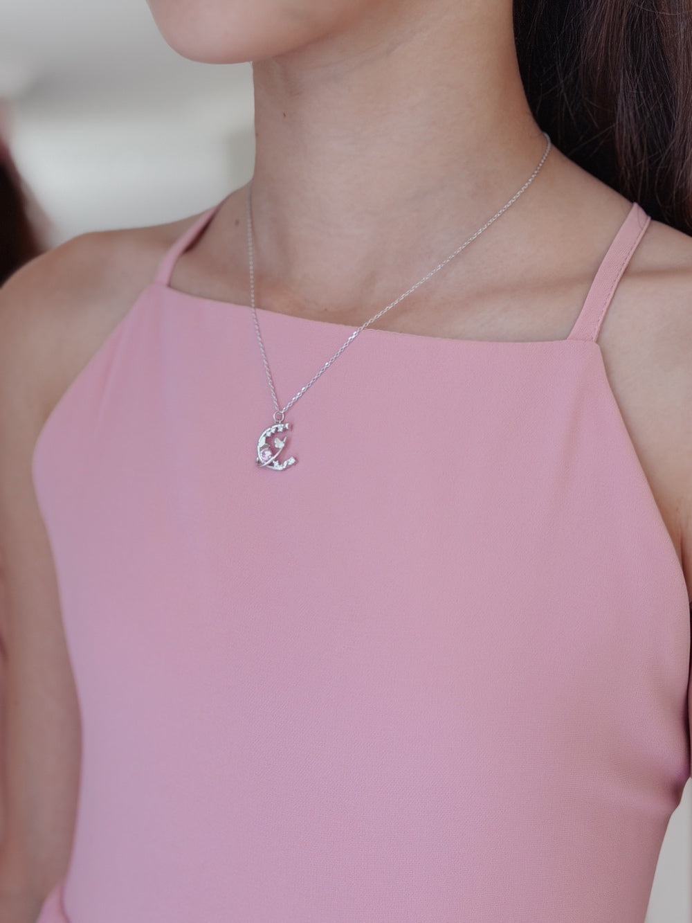 Moonbeam Sparkle Girls Silver Necklace