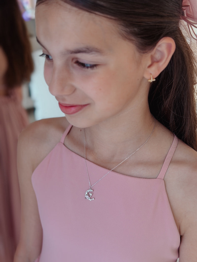 Moonbeam Sparkle Girls Silver Necklace - A Little Lacey