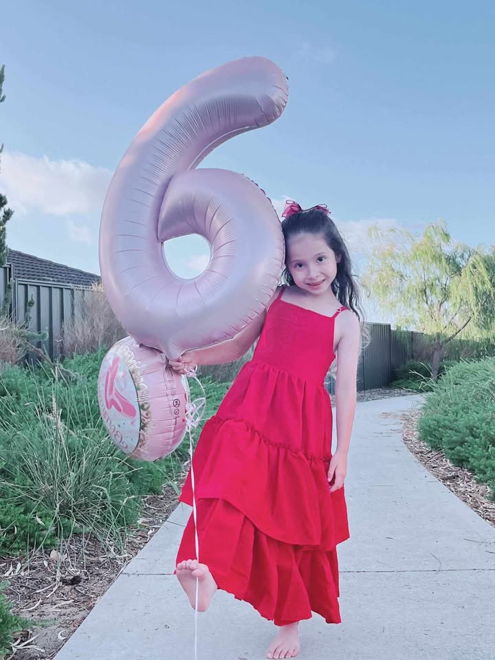 Sabrina Girls Red Christmas Maxi Dress SIZE 5&6 ONLY - A Little Lacey