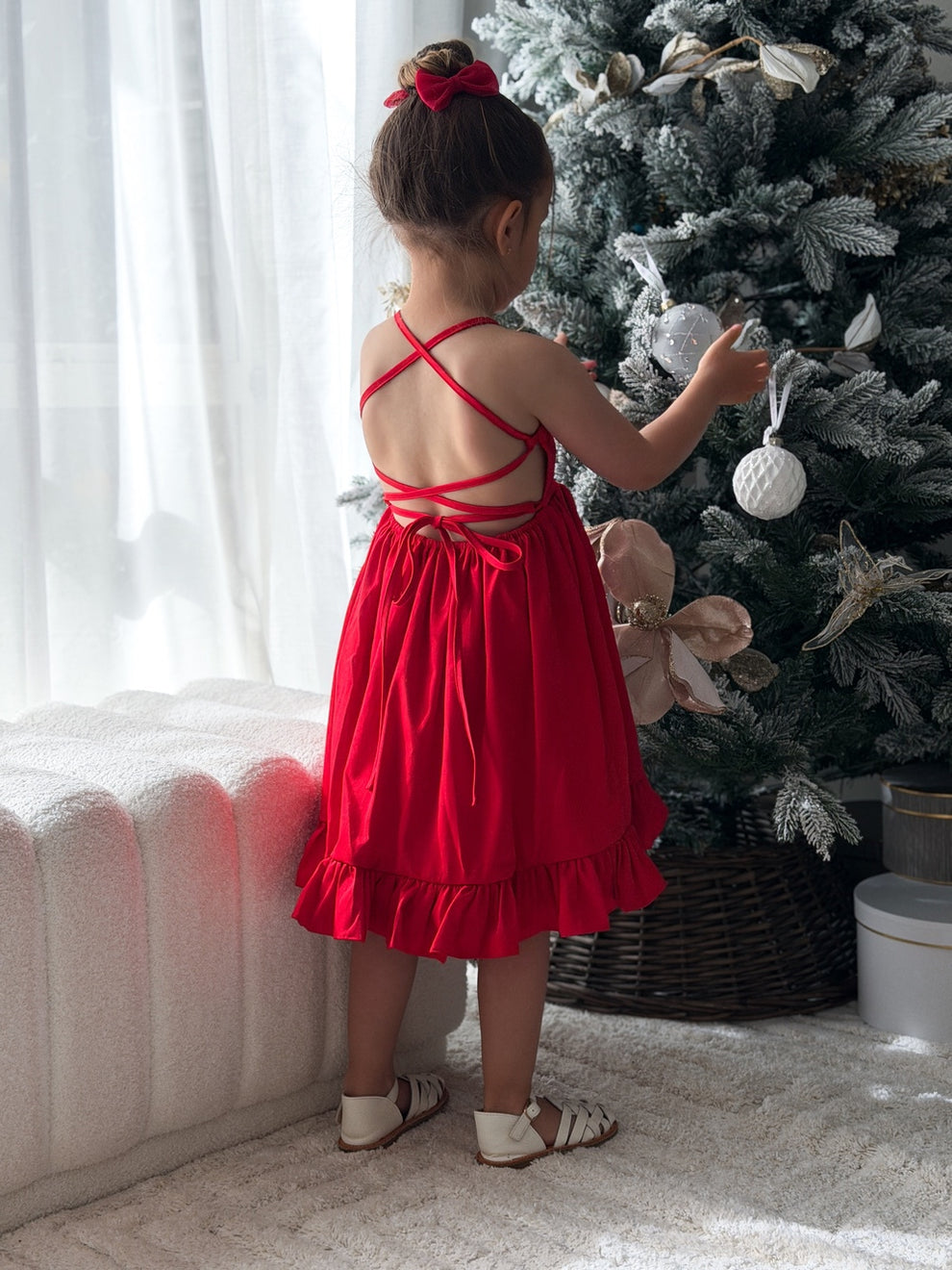 Red festive dress for Christmas photos