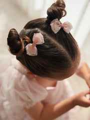 Mini Dusty Pink Girls Pigtail Bows - A Little Lacey