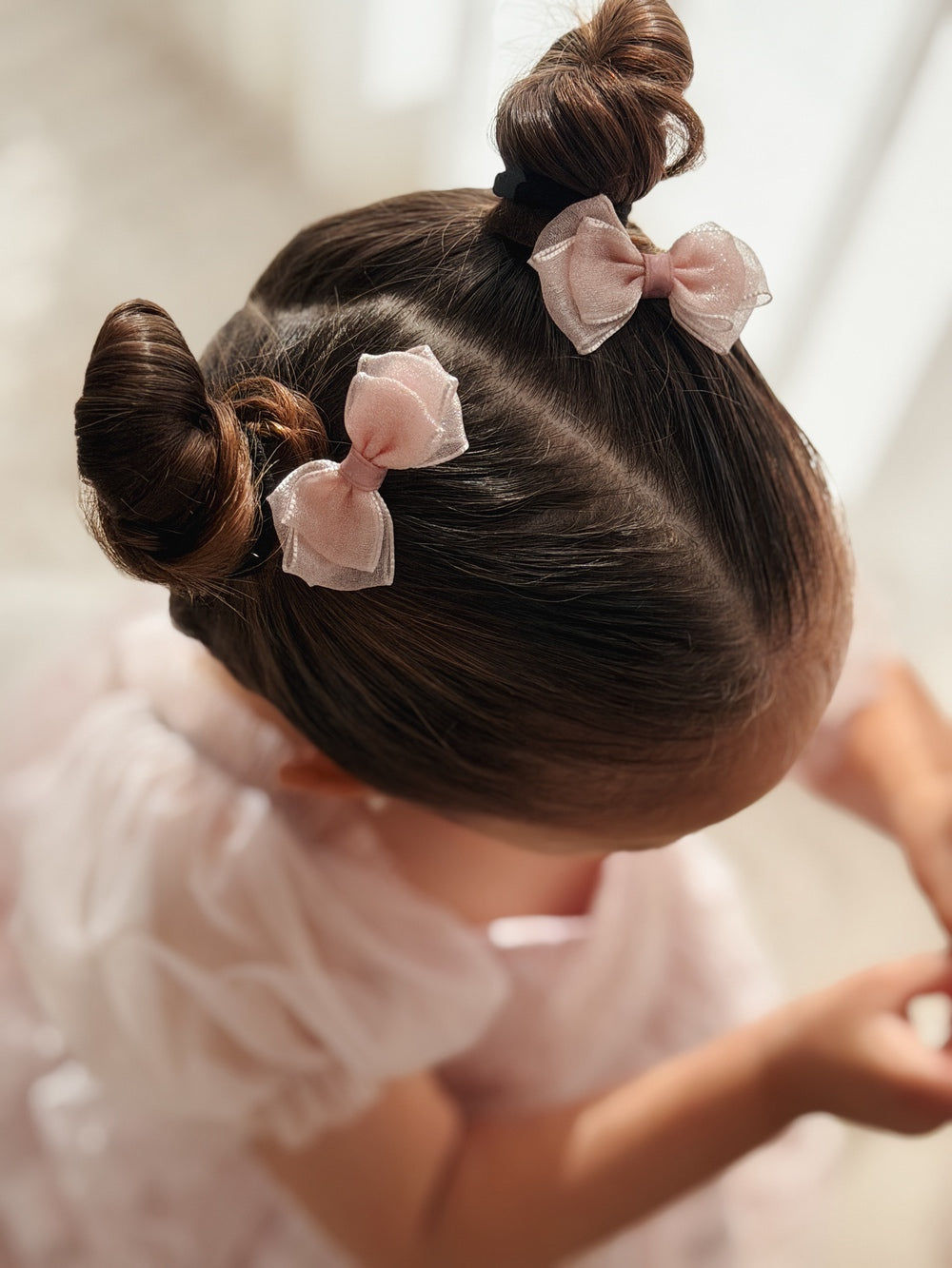 Mini dusty pink tulle bows set of two
