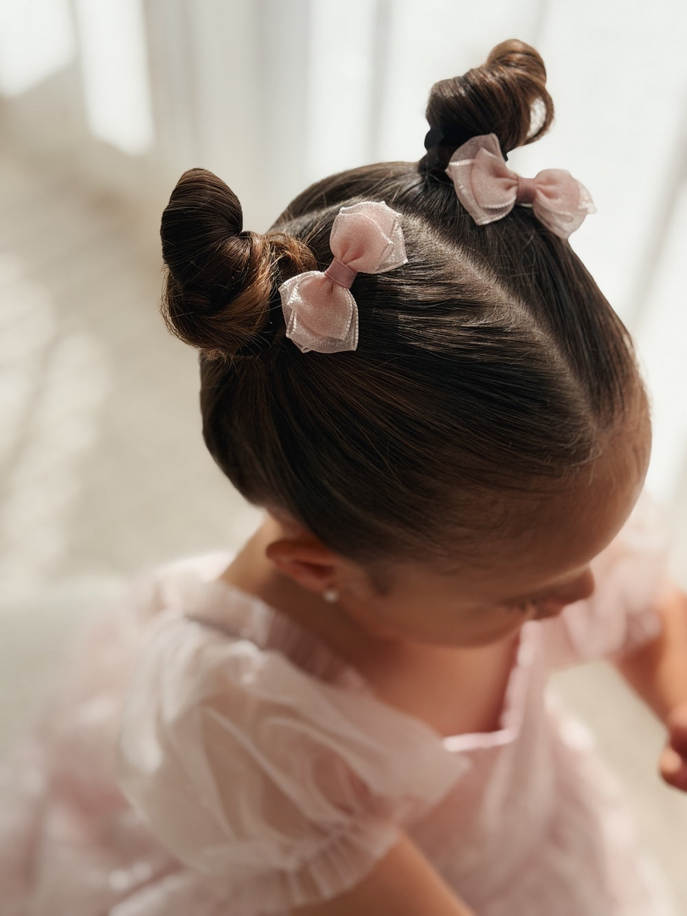 Dusty pink pigtail bows for girls