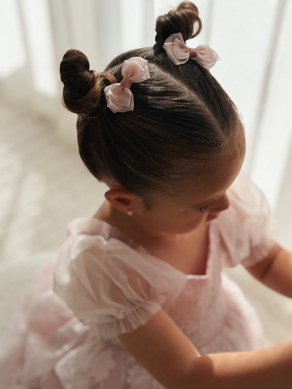 Girls mini pink hair bows with clips