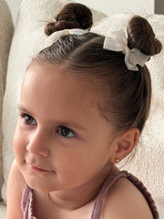 Ivory Rosebud Girls Pigtail Bows - A Little Lacey
