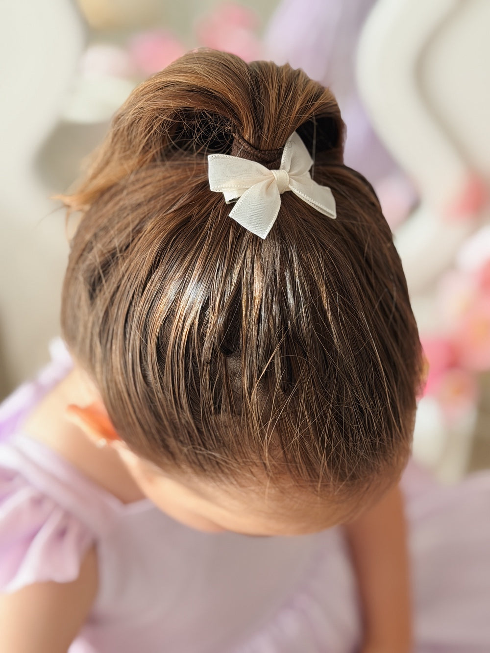 Girls ivory mini bow clips set of two