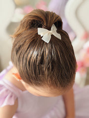 Ivory Rosebud Girls Pigtail Bows - A Little Lacey