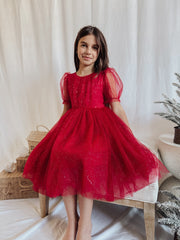 Nina Red Sparkle Christmas Dress - A Little Lacey