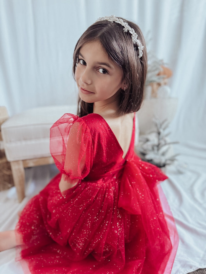 Nina Red Sparkle Christmas Dress - A Little Lacey