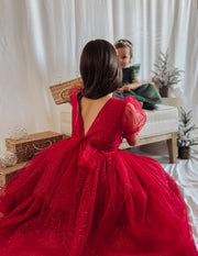 Nina Red Sparkle Christmas Dress - A Little Lacey