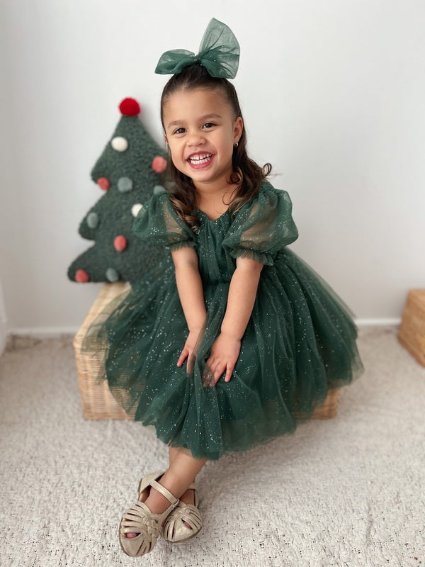 Nina Green Sparkle Girls Christmas Dress