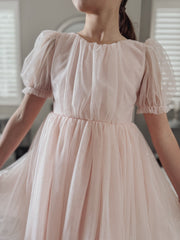 Nina Sparkle Peach Flower Girl Dress - A Little Lacey