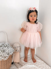 Nina Sparkle Peach Baby Girls Romper - A Little Lacey