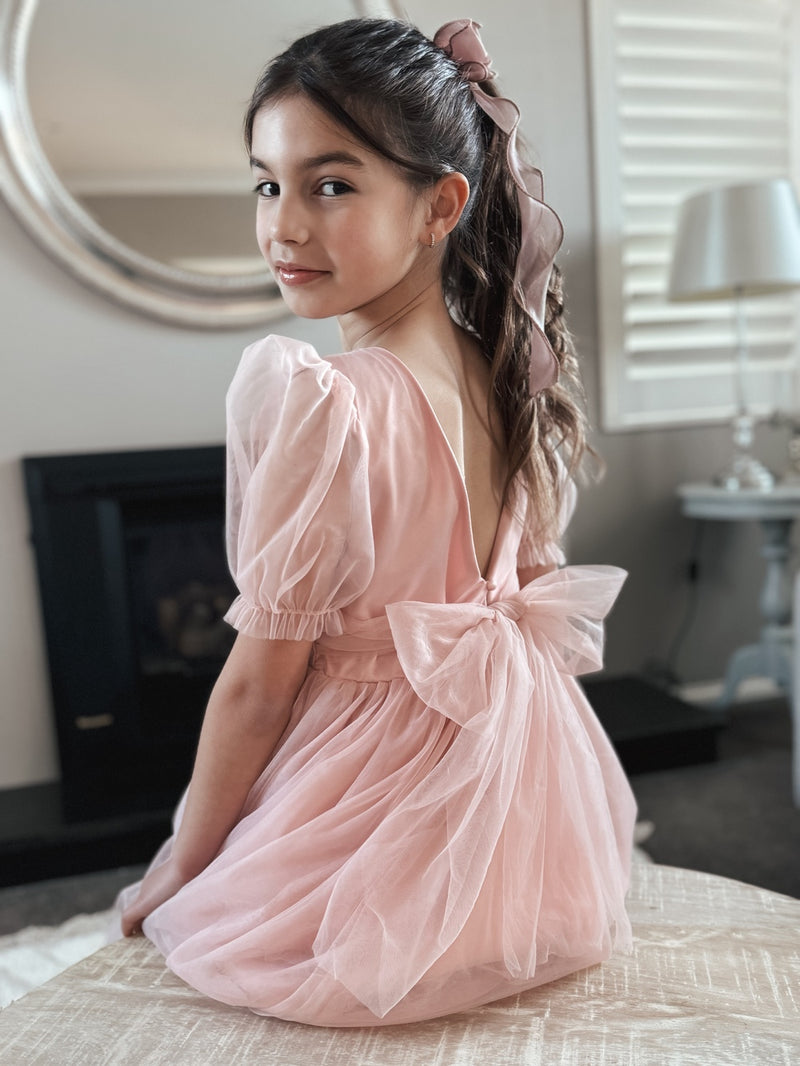 Nina Dusty Pink Flower Girl Dress - A Little Lacey