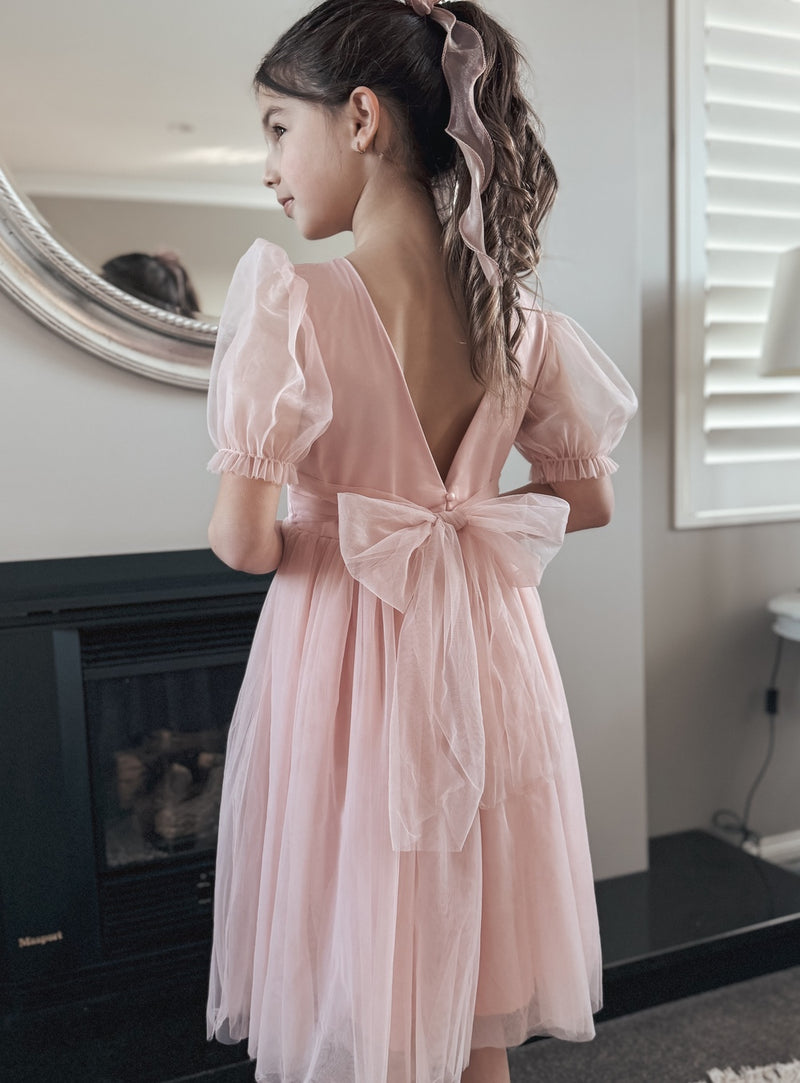 Nina Dusty Pink Flower Girl Dress - A Little Lacey