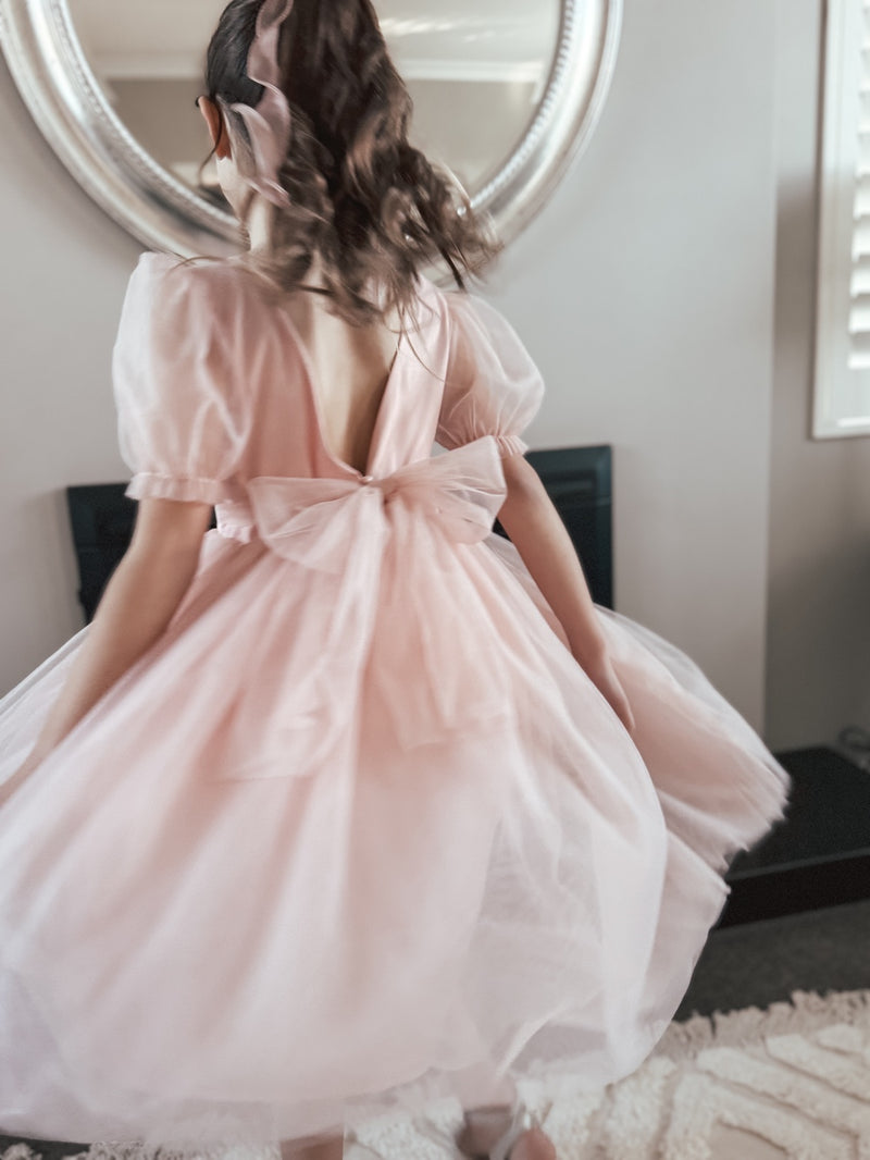 Nina Dusty Pink Flower Girl Dress - A Little Lacey