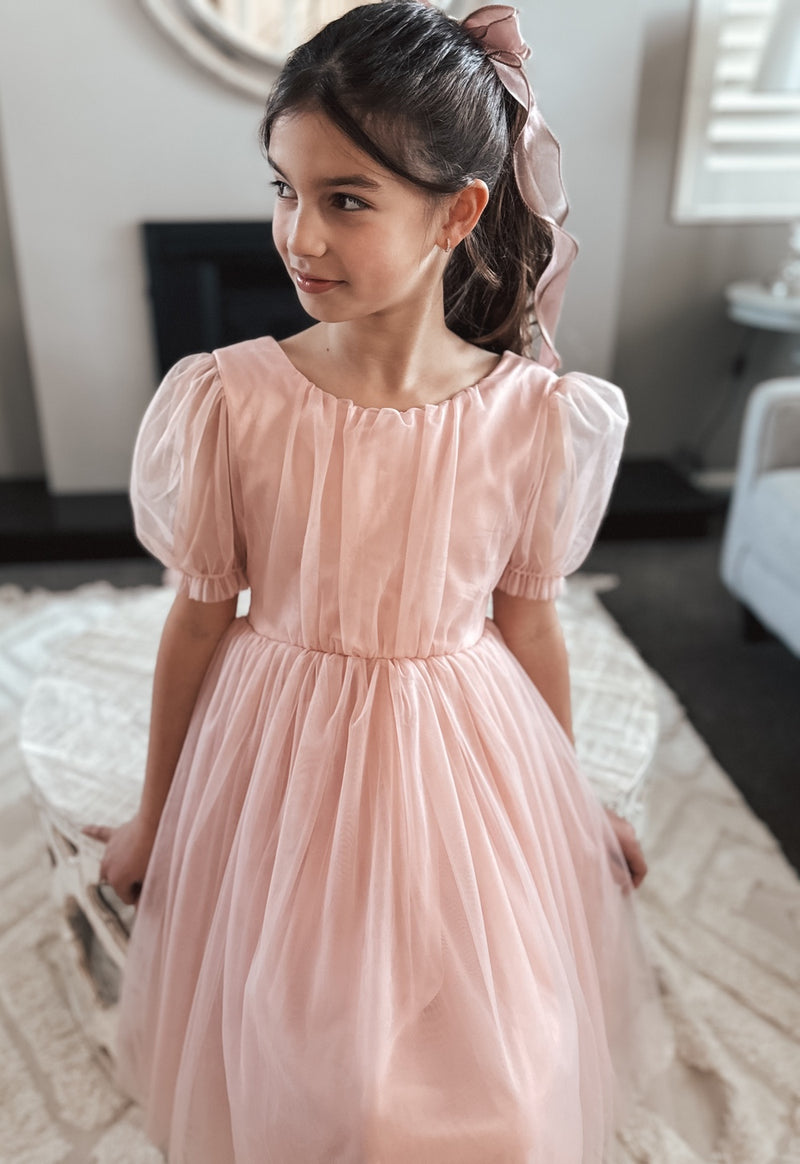 Nina Dusty Pink Flower Girl Dress - A Little Lacey