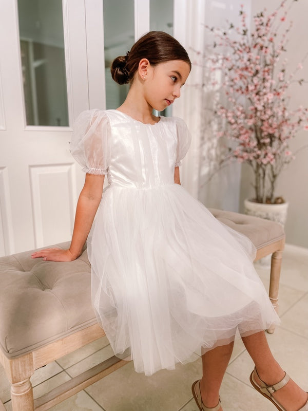Nina Puff Sleeve Flower Girl Dress - SIZE 7