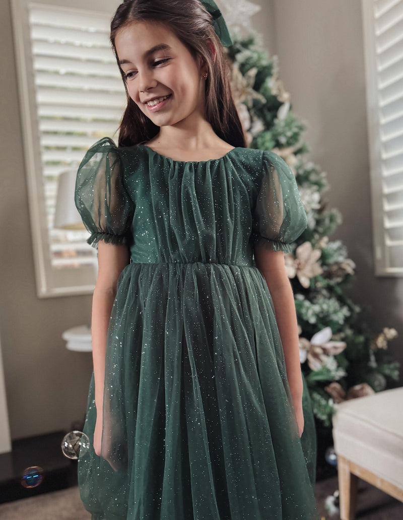 Nina Green Sparkle Girls Christmas Dress - A Little Lacey