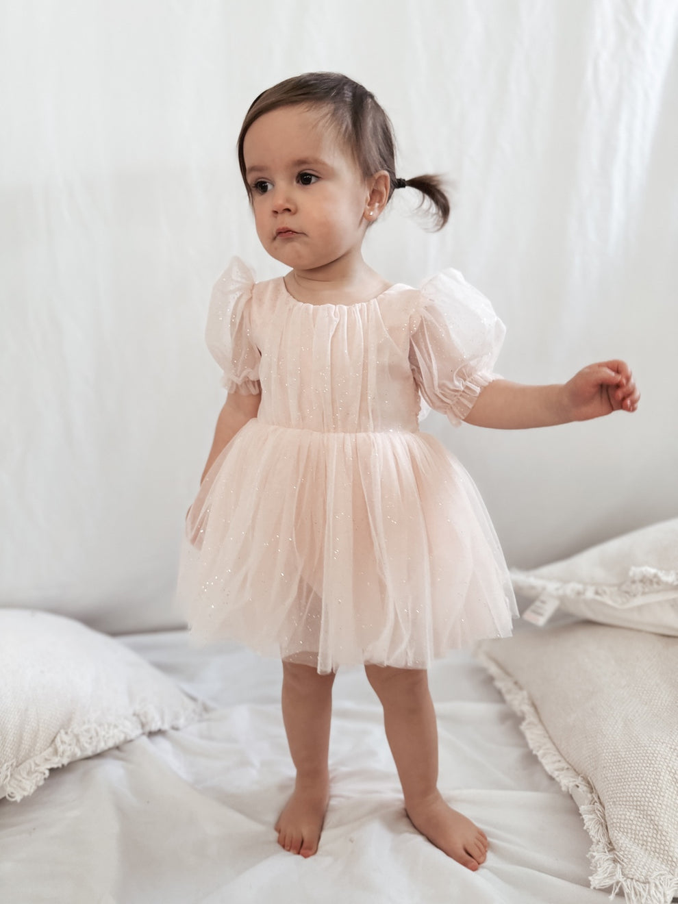 Nina Sparkle Peach Baby Girls Romper - A Little Lacey · Photo 4 of 9
