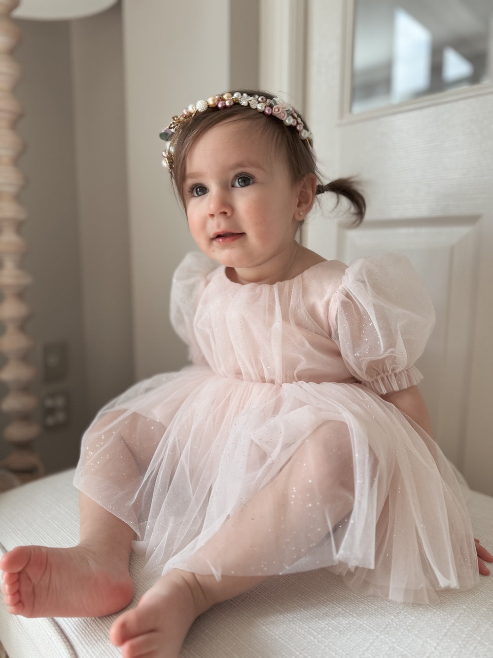 Nina Sparkle Peach Baby Girls Romper - Baby Rompers