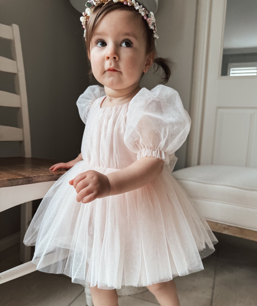 Nina Sparkle Peach Baby Girls Romper - A Little Lacey · Photo 3 of 9