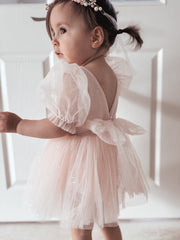 Nina Sparkle Peach Baby Girls Romper - A Little Lacey