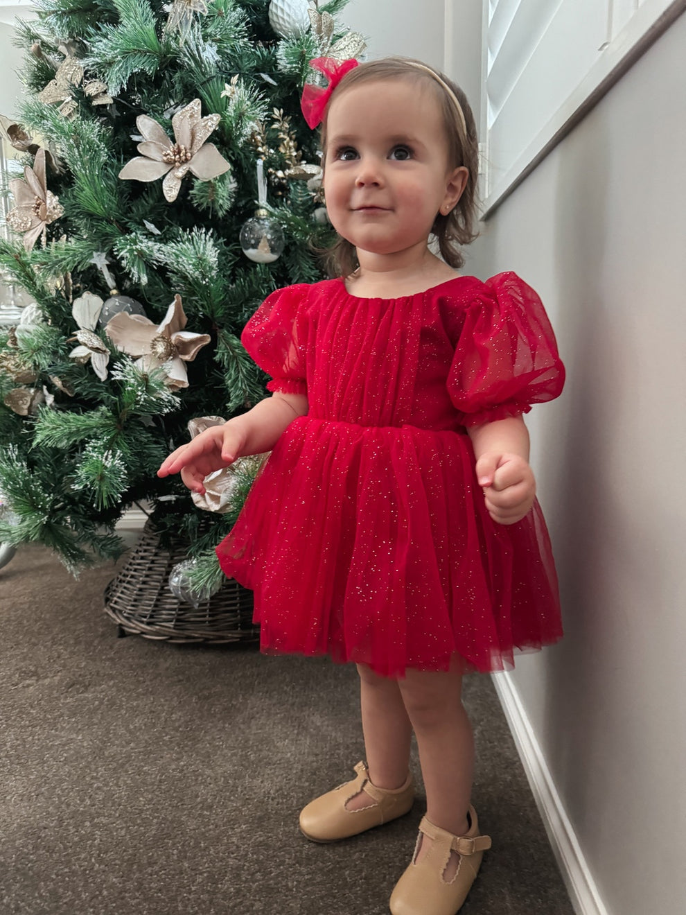 Nina Red Sparkle Christmas Romper - A Little Lacey · Photo 2 of 5