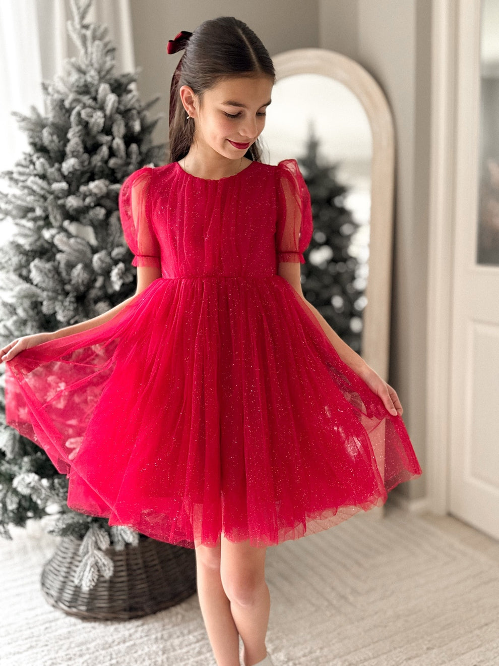 Nina Red Sparkle Christmas Dress - A Little Lacey · Photo 9 of 14