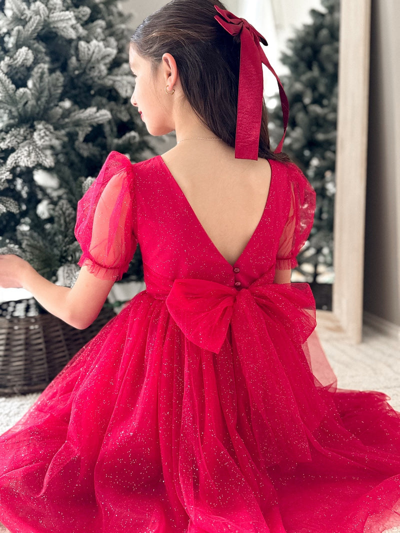 Nina Red Sparkle Christmas Dress - A Little Lacey