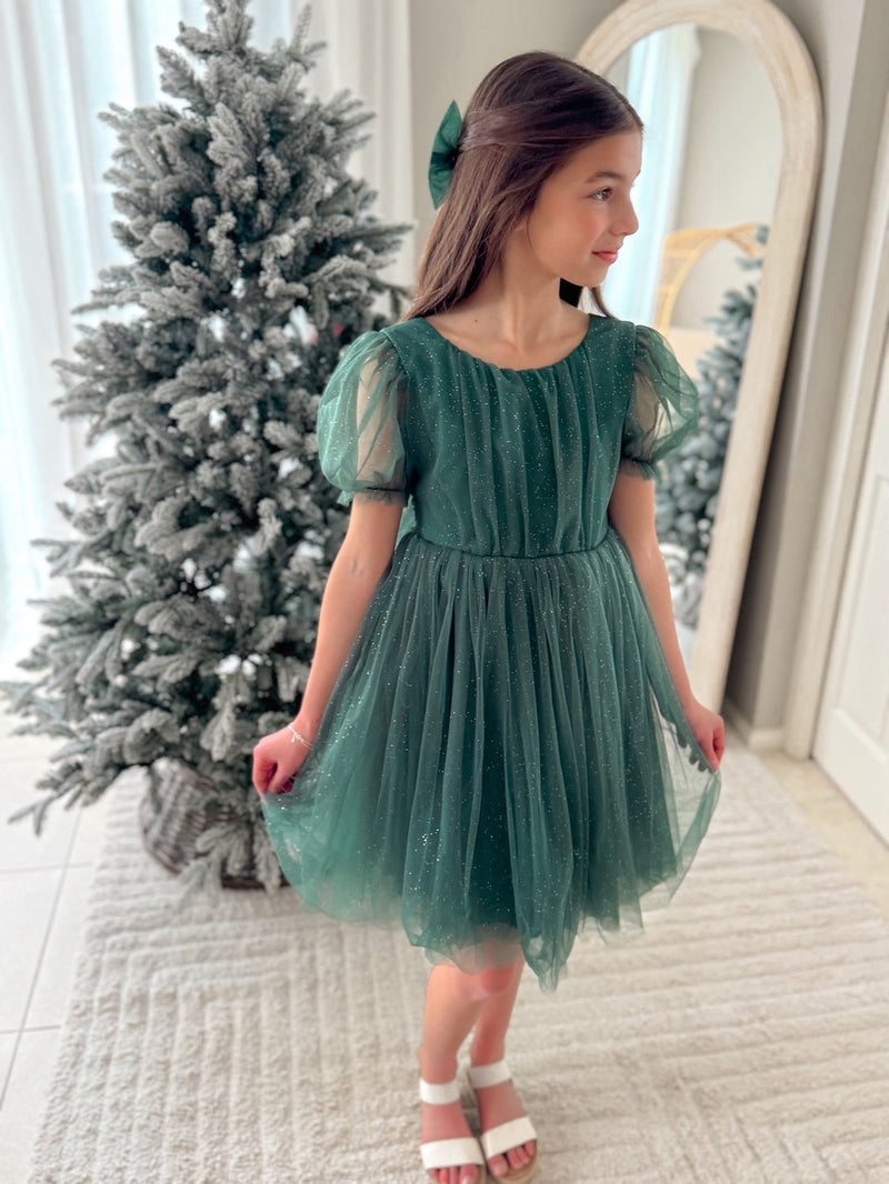 Nina Green Sparkle Girls Christmas Dress - A Little Lacey