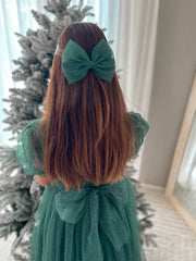 Sparkle Green Christmas Bow - A Little Lacey
