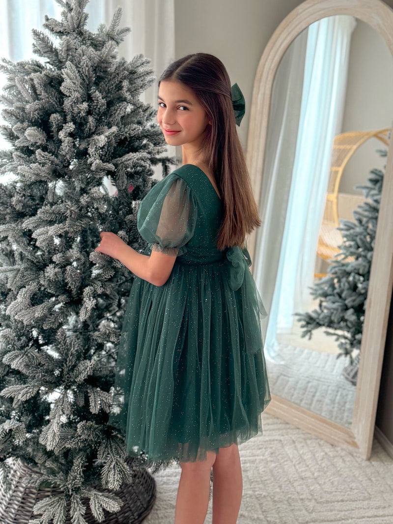 Nina Green Sparkle Girls Christmas Dress - A Little Lacey