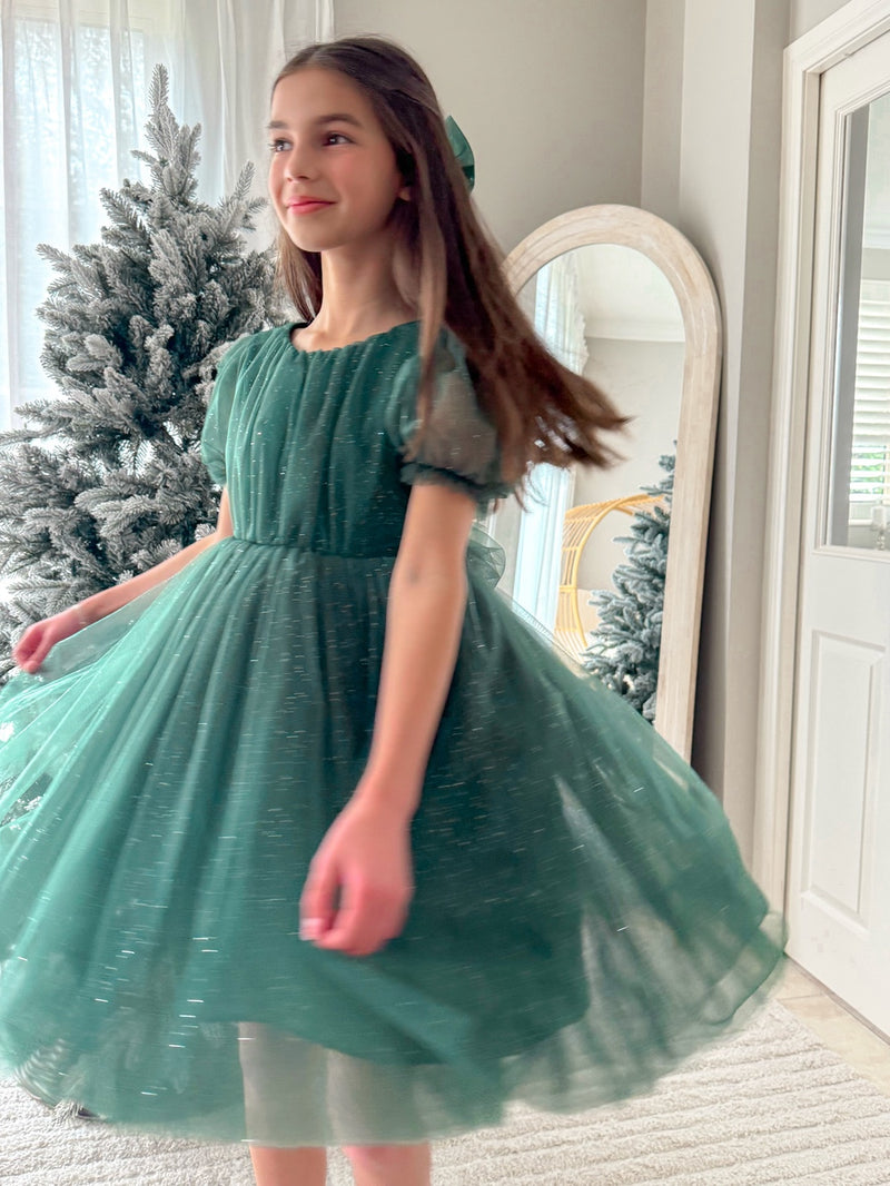 Nina Green Sparkle Girls Christmas Dress - A Little Lacey