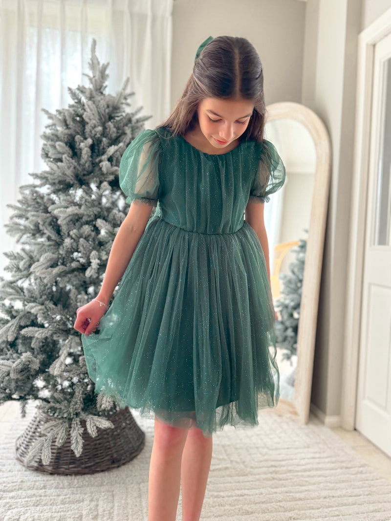 Nina Green Sparkle Girls Christmas Dress - A Little Lacey