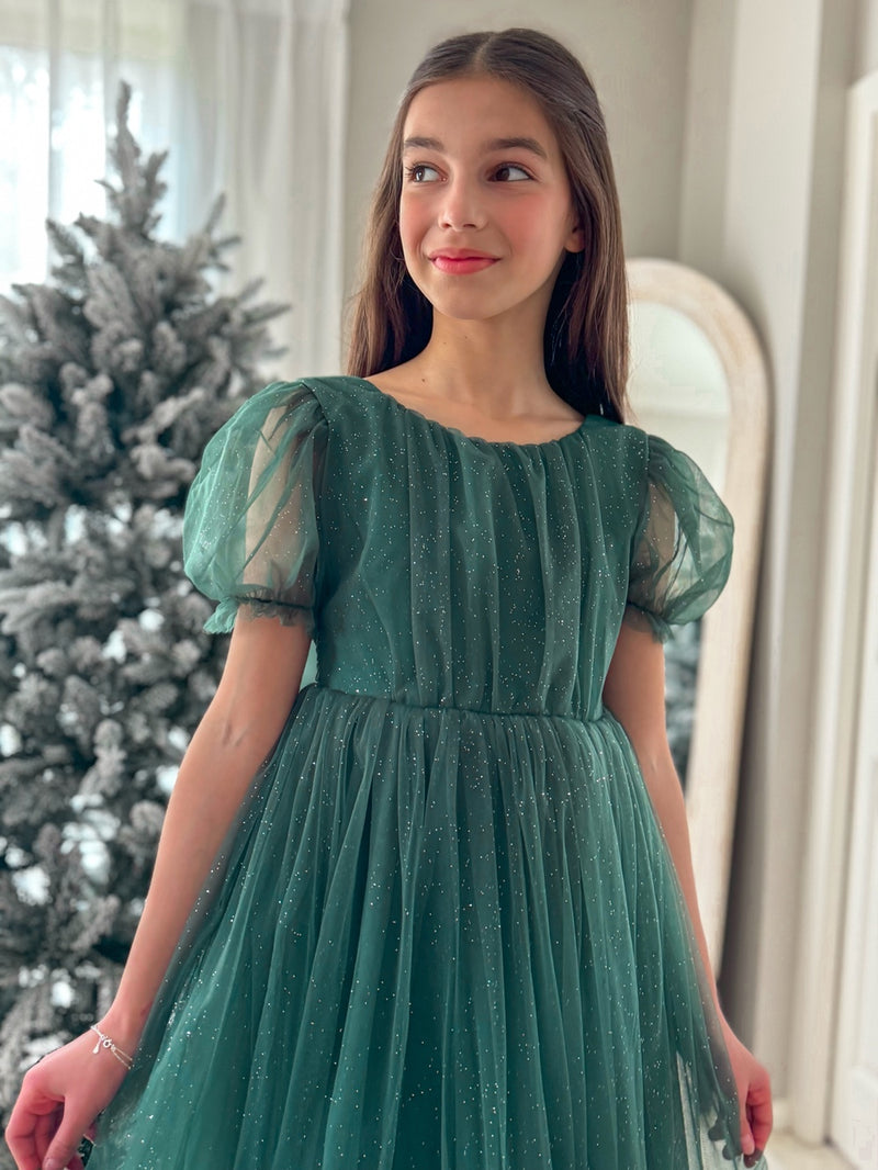 Nina Green Sparkle Girls Christmas Dress - A Little Lacey