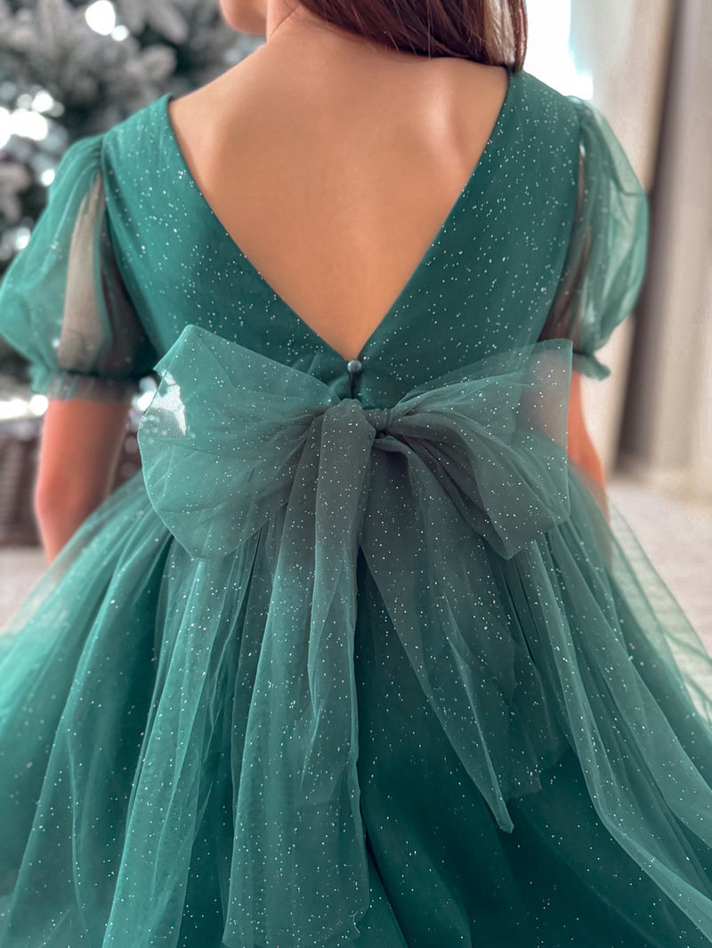 Nina Green Sparkle Girls Christmas Dress - A Little Lacey