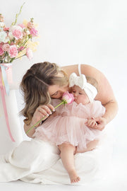 Nina Sparkle Peach Baby Girls Romper - A Little Lacey