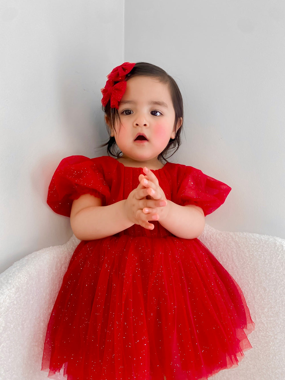 Nina Red Sparkle Christmas Romper - A Little Lacey · Photo 5 of 5