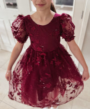 Vienna Girls Burgundy Christmas Dress - A Little Lacey