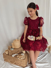 Vienna Girls Burgundy Christmas Dress - A Little Lacey