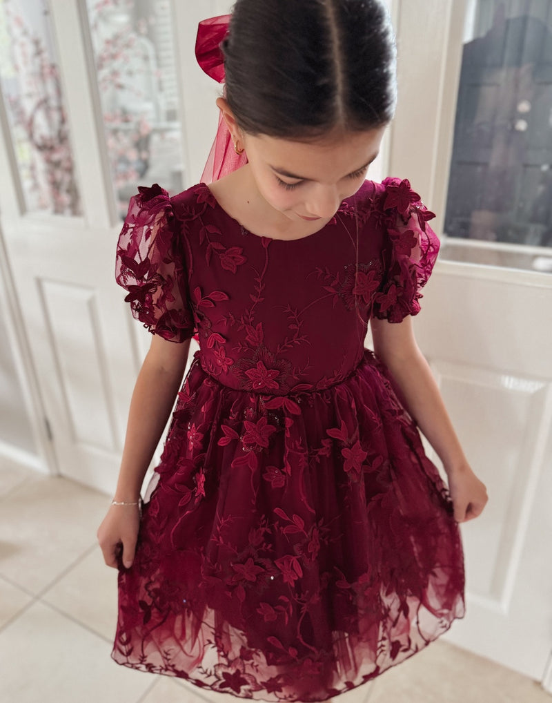 Vienna Girls Burgundy Christmas Dress - A Little Lacey