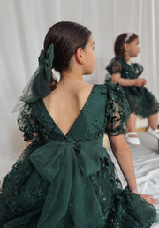 Vienna Girls Green Embroidery Dress - A Little Lacey