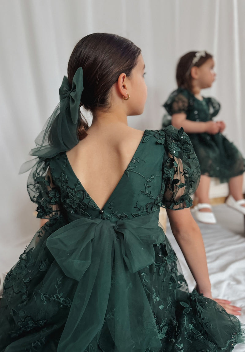 Vienna Girls Green Christmas Dress - A Little Lacey